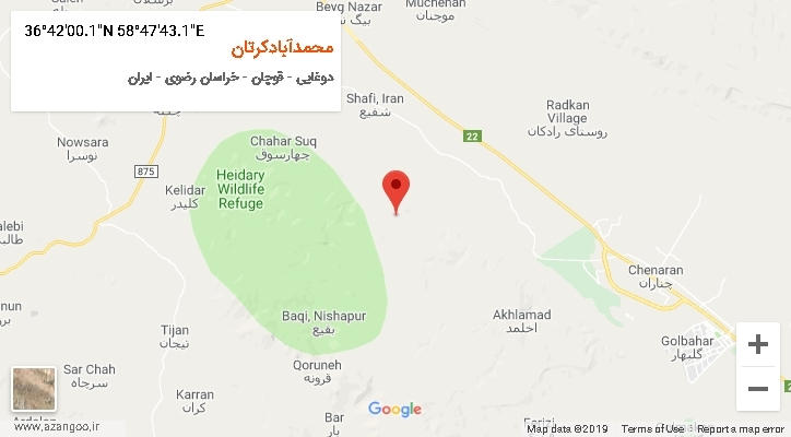 روستای محمدآبادکرتان بر روی نقشه