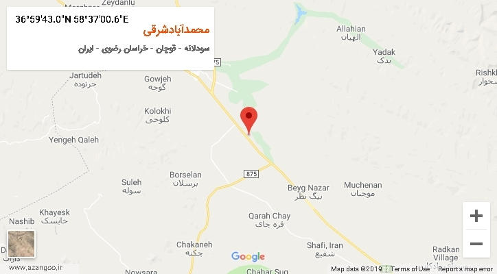 روستای محمدآبادشرقی بر روی نقشه