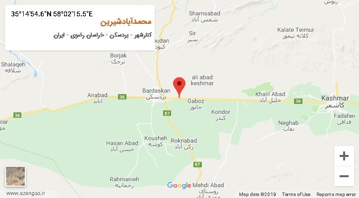 روستای محمدآبادشیرین بر روی نقشه