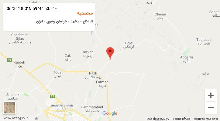 روستای محمدیه بر روی نقشه