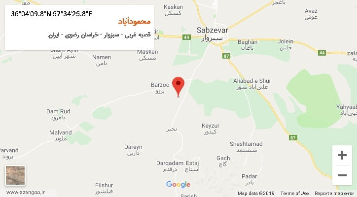 روستای محمودآباد بر روی نقشه