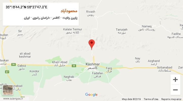 روستای محمودآباد بر روی نقشه