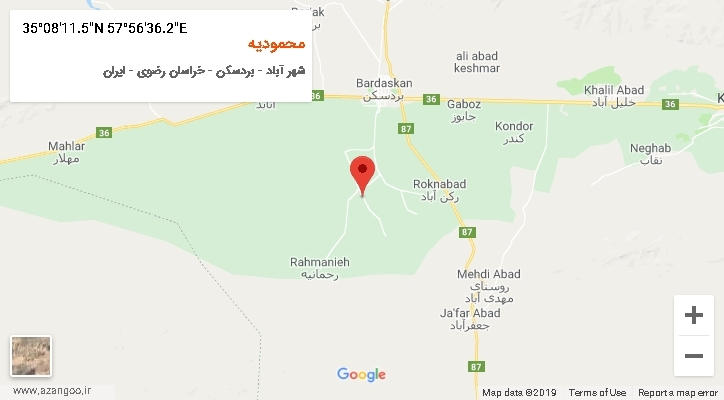 روستای محمودیه بر روی نقشه