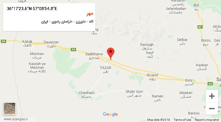 روستای مهر بر روی نقشه