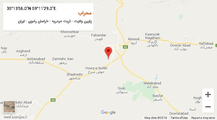 روستای محراب بر روی نقشه