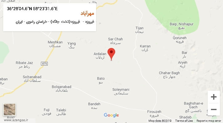 روستای مهرآباد بر روی نقشه