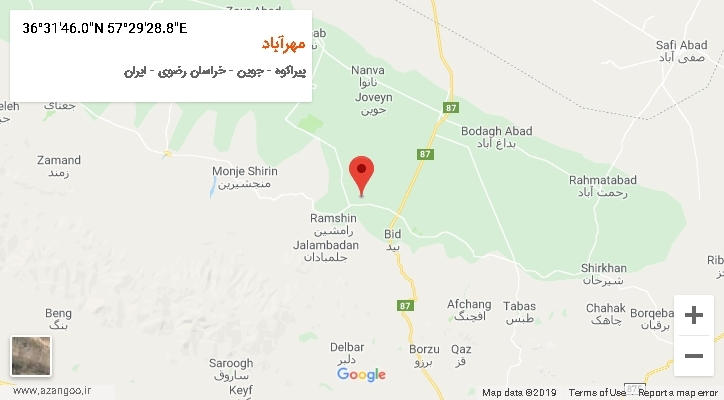 روستای مهرآباد بر روی نقشه