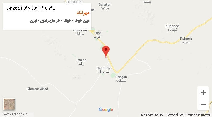 روستای مهرآباد بر روی نقشه