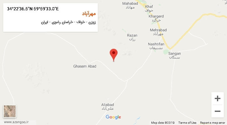روستای مهرآباد بر روی نقشه