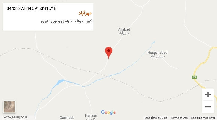 روستای مهرآباد بر روی نقشه
