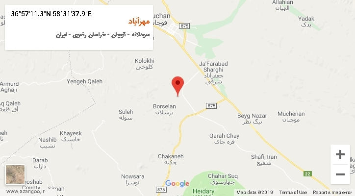 روستای مهرآباد بر روی نقشه