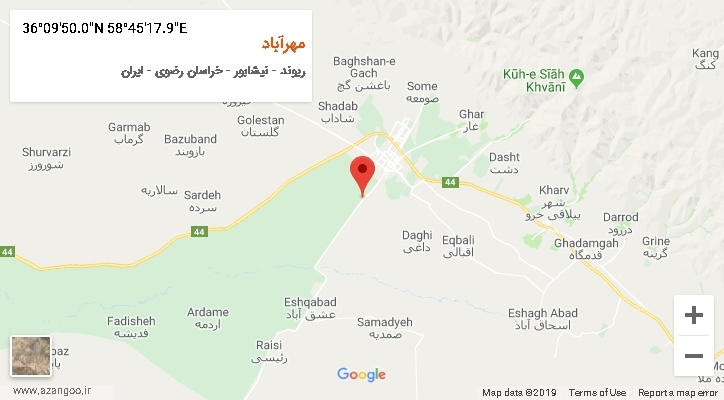 روستای مهرآباد بر روی نقشه