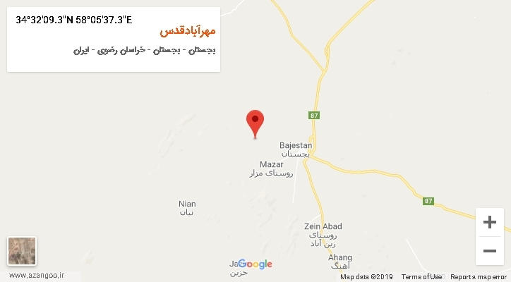 روستای مهرآبادقدس بر روی نقشه