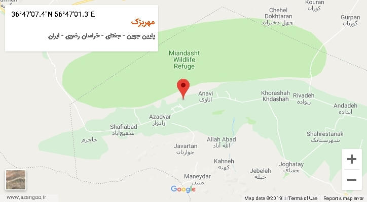 روستای مهربزک بر روی نقشه