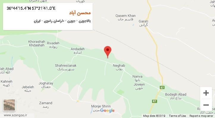 روستای محسن آباد بر روی نقشه