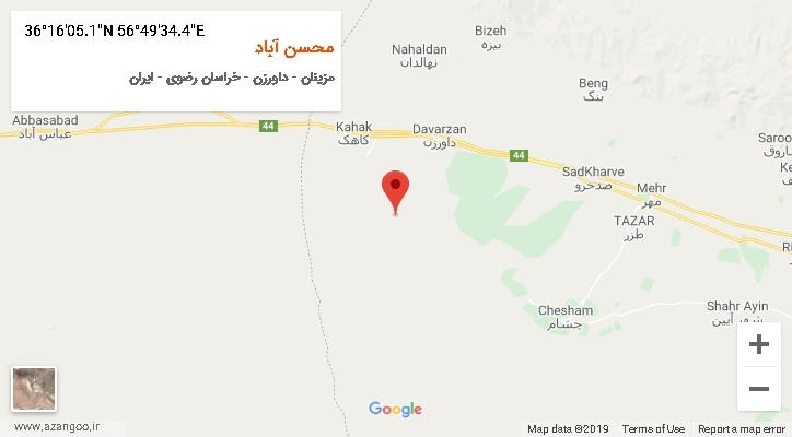 روستای محسن آباد بر روی نقشه