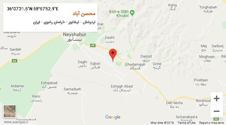 روستای محسن آباد بر روی نقشه