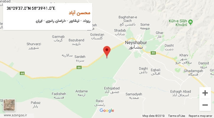 روستای محسن آباد بر روی نقشه