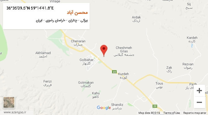 روستای محسن آباد بر روی نقشه