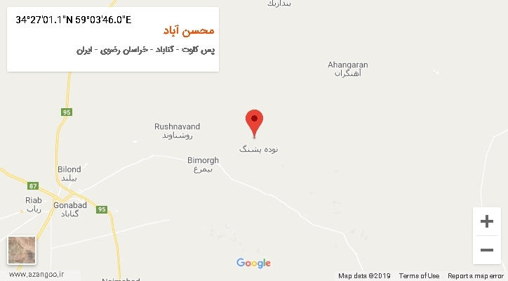 روستای محسن آباد بر روی نقشه