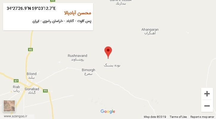 روستای محسن آبادبالا بر روی نقشه