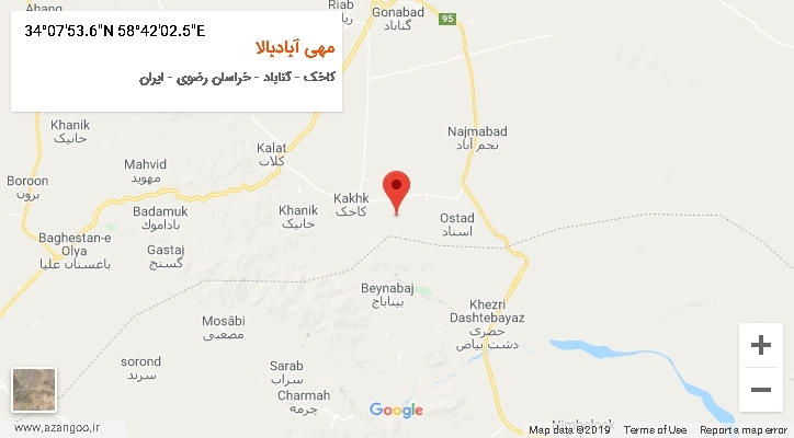 روستای مهی آبادبالا بر روی نقشه