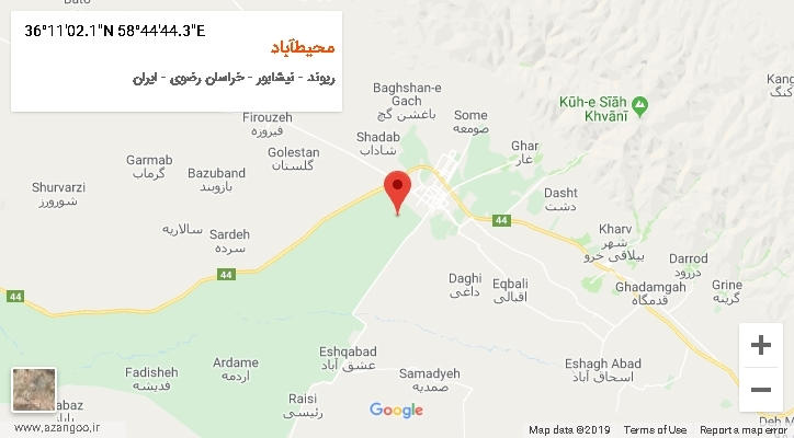 روستای محیطآباد بر روی نقشه