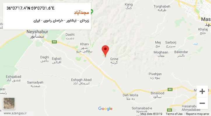 روستای مجدآباد بر روی نقشه