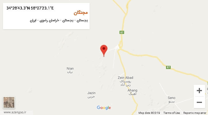 روستای مجنگان بر روی نقشه