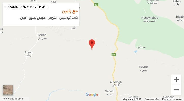 روستای مج پایین بر روی نقشه