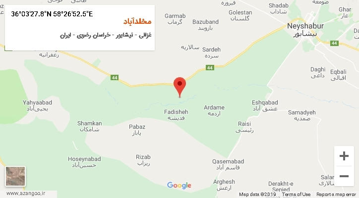 روستای مخلدآباد بر روی نقشه