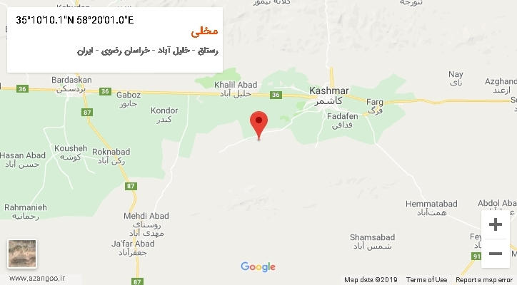 روستای مخلی بر روی نقشه