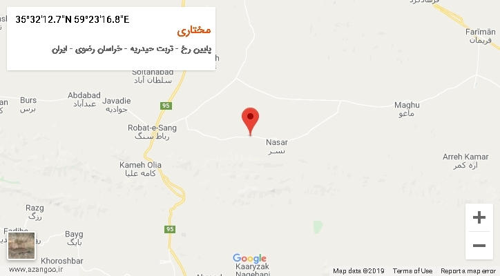 روستای مختاری بر روی نقشه