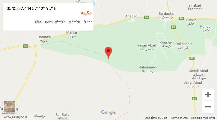 روستای مکینه بر روی نقشه