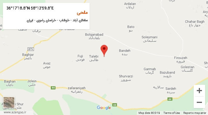 روستای ملحی بر روی نقشه