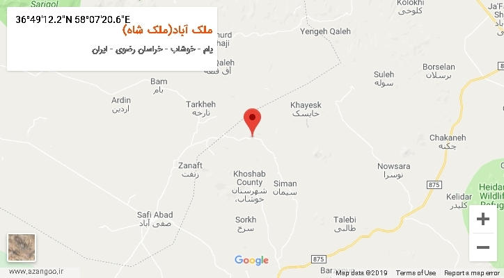 روستای ملک آباد(ملک شاه) بر روی نقشه