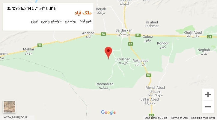 روستای ملک آباد بر روی نقشه