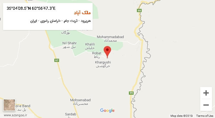 روستای ملک آباد بر روی نقشه