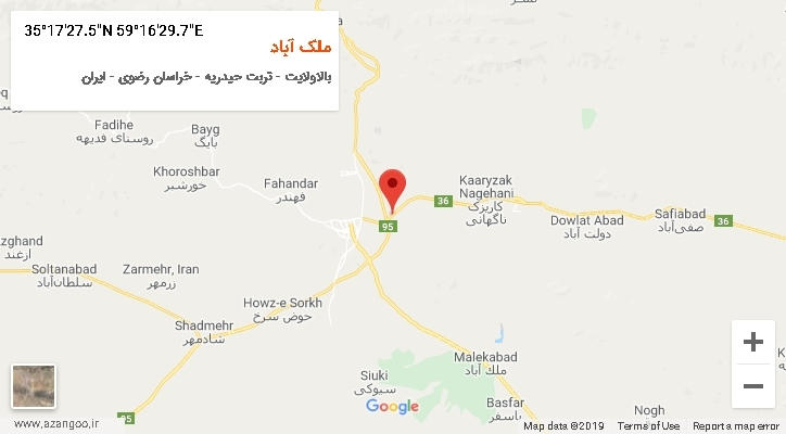 روستای ملک آباد بر روی نقشه