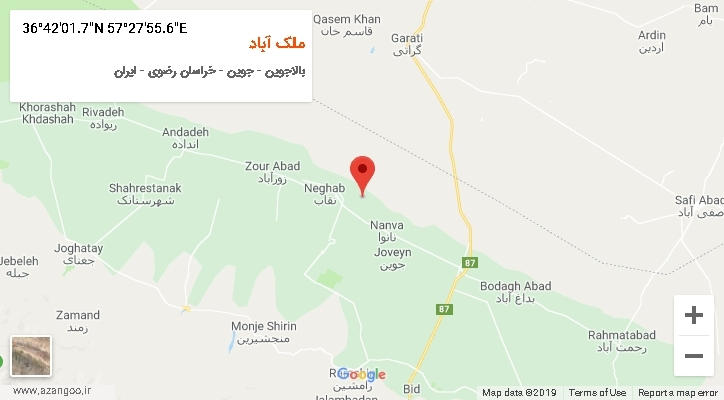 روستای ملک آباد بر روی نقشه