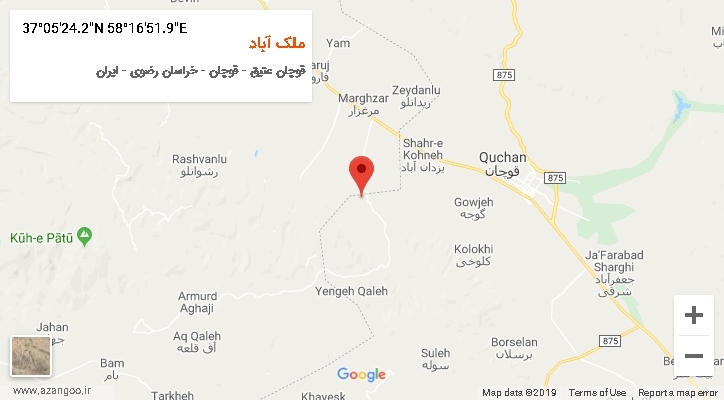 روستای ملک آباد بر روی نقشه