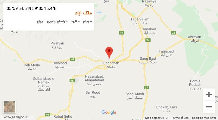 روستای ملک آباد بر روی نقشه