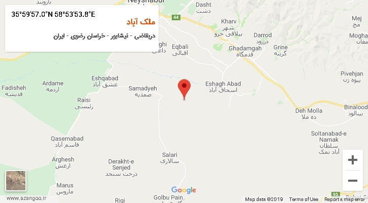 روستای ملک آباد بر روی نقشه