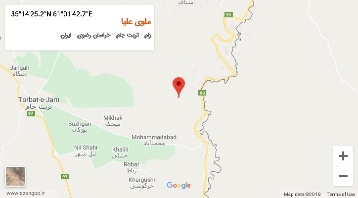 روستای ملوی علیا بر روی نقشه