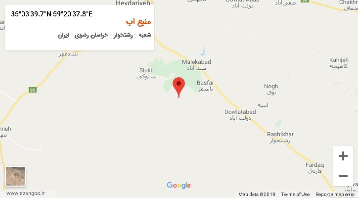 روستای منبع اب بر روی نقشه