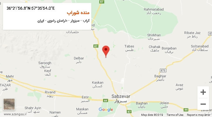 روستای منده شوراب بر روی نقشه