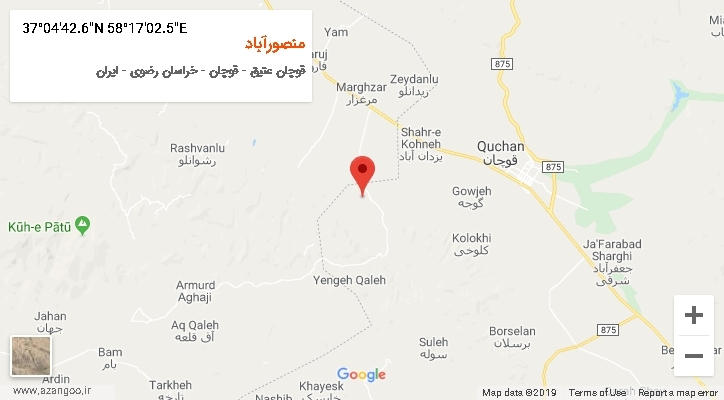 روستای منصورآباد بر روی نقشه