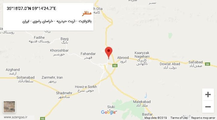 روستای منظر بر روی نقشه