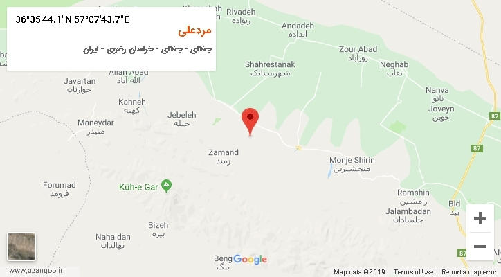 روستای مردعلی بر روی نقشه