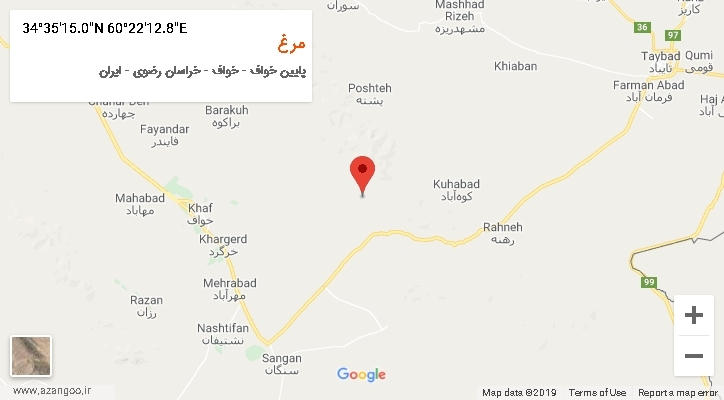 روستای مرغ بر روی نقشه